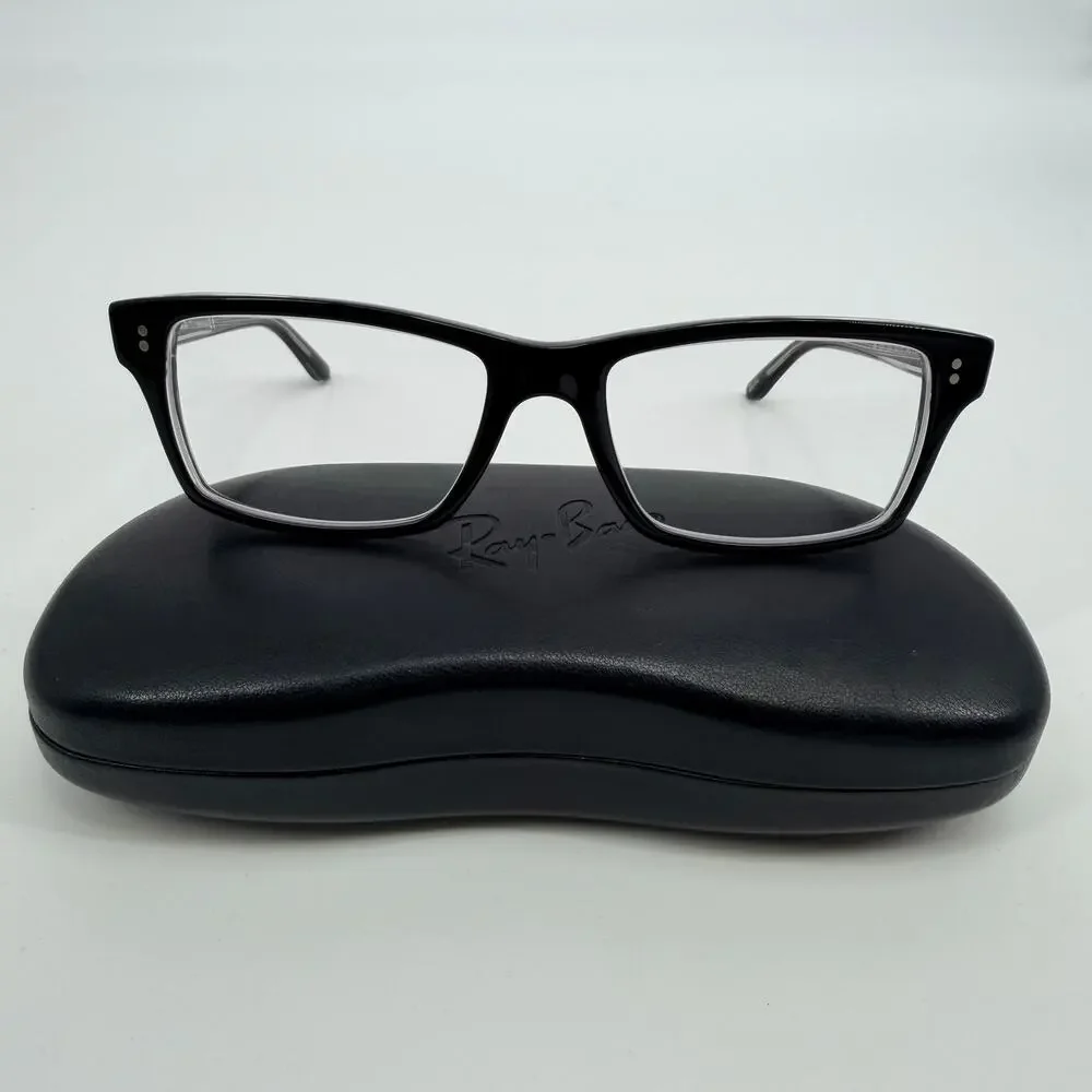 Ray Ban RB 5225 2034 Black on Transparent Rectangle Eyeglasses Frames 54-17-145